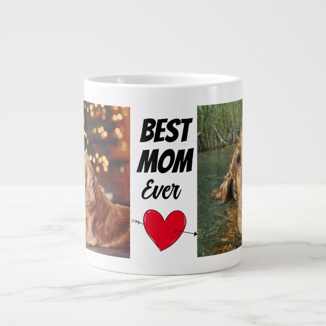 Taza De Café Gigante Perro Mamá.. Personalizado dos fotos y texto (Frente)