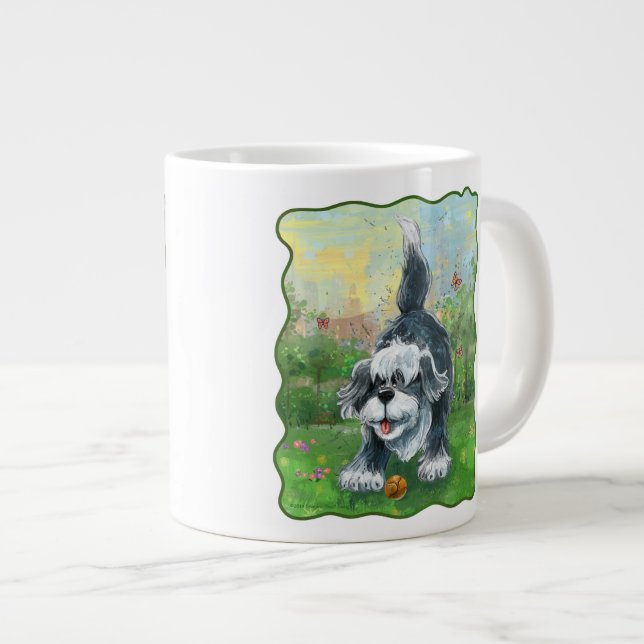 Taza De Café Gigante Perro Ovejero Desgreñado (Derecha)