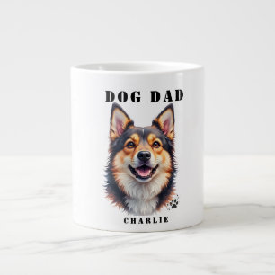Taza De Café Gigante Perro Papá Simple Moderno Nombre y Foto de Perro P