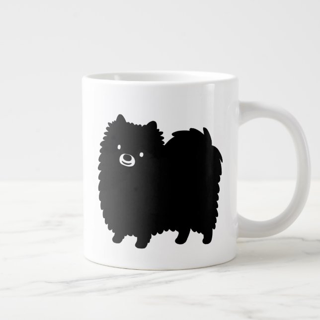 Taza De Café Gigante Perro pomerano negro lindo (Derecha)