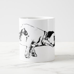 Taza De Café Gigante Perro y gato juntos Monocromo Art Mug