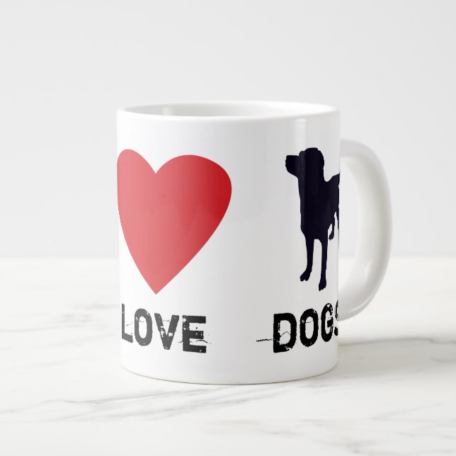 Taza De Café Gigante Perros del amor de la paz (Derecha)
