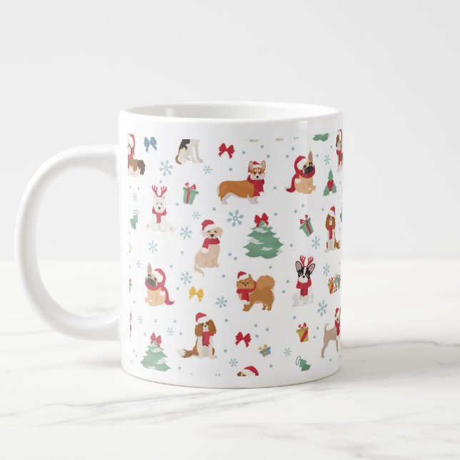 Taza De Café Gigante Perros navidades en accesorios de vacaciones (Izquierda)