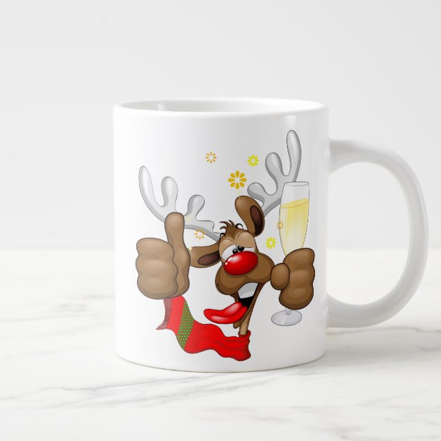 Taza De Café Gigante Personaje de Navidades divertidos renos ebrios (Derecha)