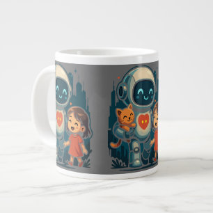 Taza De Café Gigante Personajes de IA y Robot – Colección de Diseño Fut