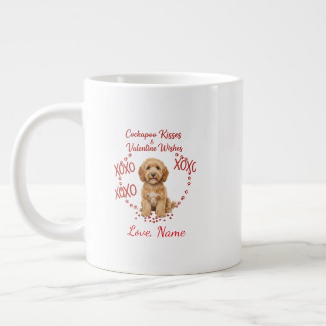 Taza De Café Gigante Personalised Cockapoo Kisses Valentine Wishes (Izquierda)