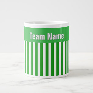 Taza De Café Gigante Personaliza FRANJA VERDE Blanco NOMBRE DEL EQUIPO