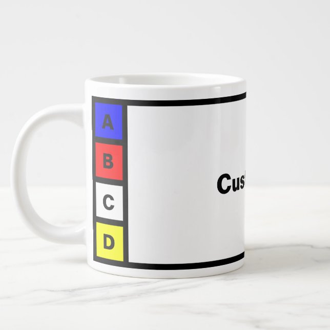 Taza De Café Gigante Personalizable 4 letras palabra Mug (Izquierda)