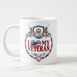 Taza De Café Gigante Personalizable I Luv My Veteran 20oz