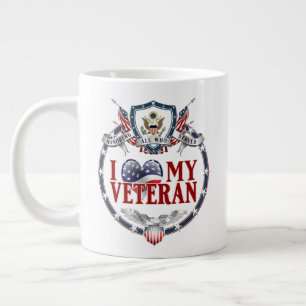 Taza De Café Gigante Personalizable I Luv My Veteran 20oz