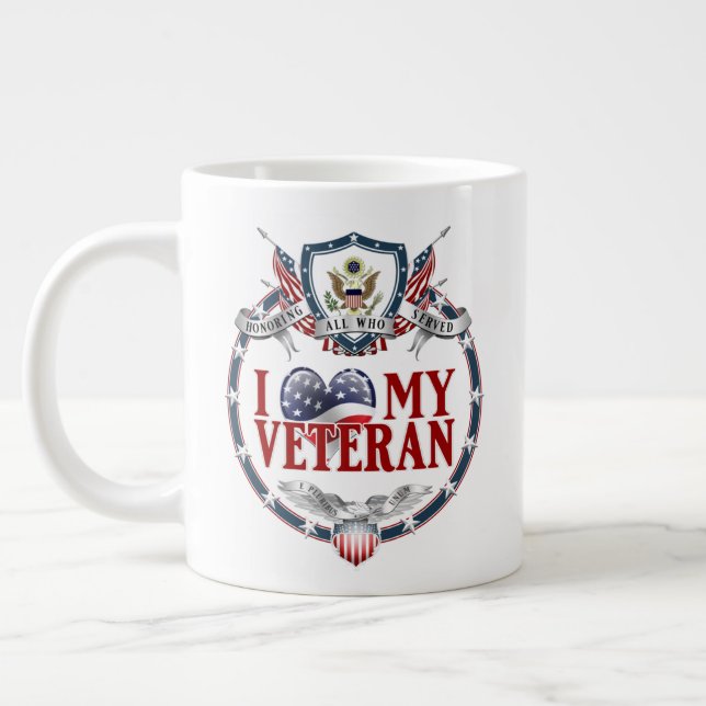 Taza De Café Gigante Personalizable I Luv My Veteran 20oz (Izquierda)