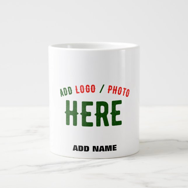 TAZA DE CAFÉ GIGANTE PERSONALIZABLE MODERNO ESTILO BLANCO VERIFICADO MA (Frente)