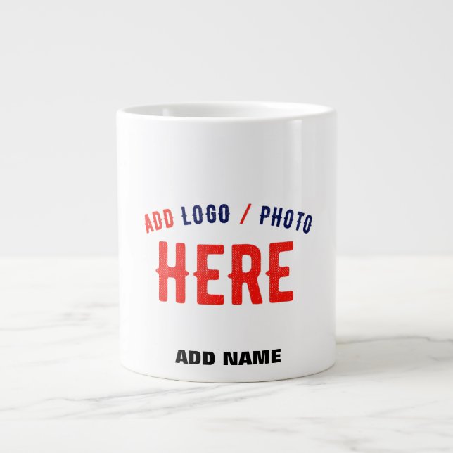TAZA DE CAFÉ GIGANTE PERSONALIZABLE MODERNO ESTILO BLANCO VERIFICADO MA (Frente)