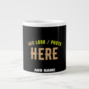 TAZA DE CAFÉ GIGANTE PERSONALIZABLE MODERNO ESTILO NEGRO VERIFICADO MAR