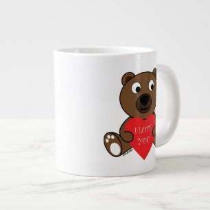 Taza De Café Gigante Personalizable Oso marrón lindo con el corazón te 