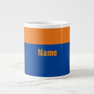 Taza De Café Gigante Personalización de Blue Y Gold Añadir nombre de eq