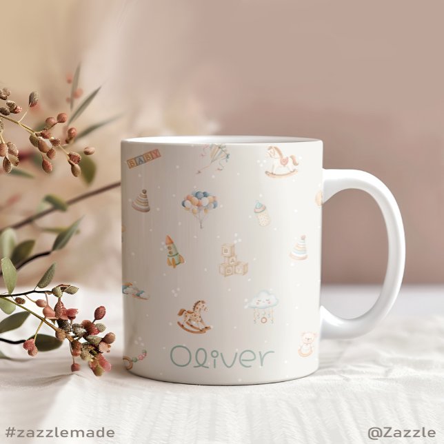 Taza De Café Gigante Personalización de Boho Autumn Baby Shower (Boho Autumn Baby Shower Personalized Giant Coffee Mug)