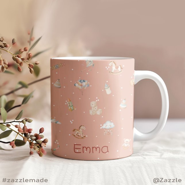 Taza De Café Gigante Personalización de Boho Autumn Baby Shower (Boho Autumn Baby Shower Personalized Giant Coffee Mug)