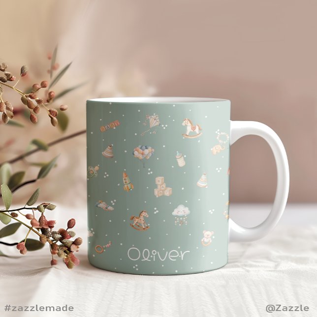 Taza De Café Gigante Personalización de Boho Autumn Baby Shower (Boho Autumn Baby Shower Personalized Giant Coffee Mug)