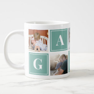 Taza de café gigante personalizada con collage de