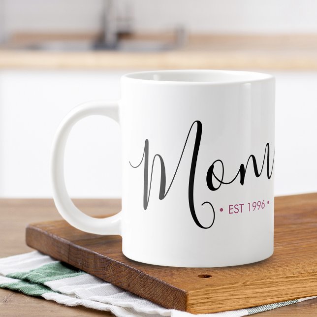 Taza De Café Gigante Personalizada el año de creación de mamá (Mom Established Year Personalized Giant Coffee Mug)