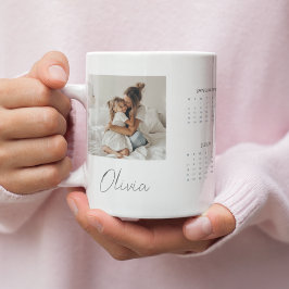Taza De Café Gigante Personalizado 2025 Calendar Mug con foto y nombre