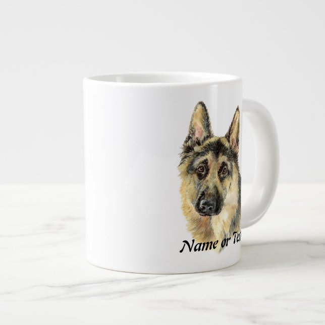 Taza De Café Gigante Personalizado acuarela Pastor Mascota alemán perro (Derecha)