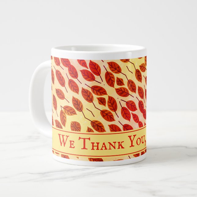 Taza De Café Gigante Personalizado AGRADECIÉNDOSE de las hojas de otoño (Izquierda)