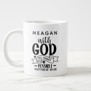 Taza De Café Gigante Personalizado Con Dios Todas Las Cosas Son Posible