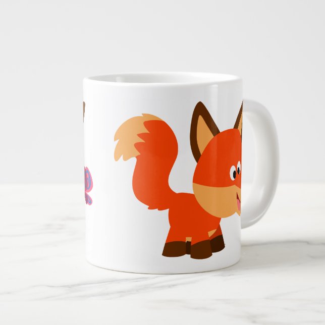 Taza De Café Gigante Personalizado Cuadro Fox Y Mariposa Jumbo Mug (Derecha)