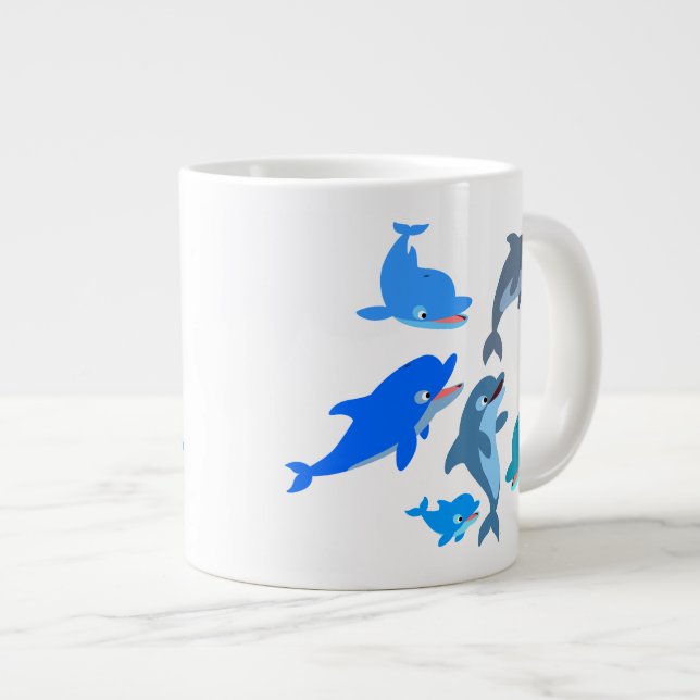 Taza De Café Gigante Personalizado Cute Dolphin Pod (Derecha)