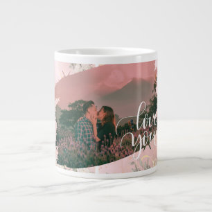 Taza De Café Gigante Personalizado Cute Love You Foto De Pareja Floral 