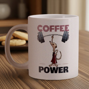 Taza De Café Gigante Personalizado Cute Meerkat Coffee Power Halterofil