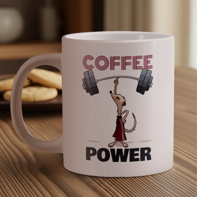 Taza De Café Gigante Personalizado Cute Meerkat Coffee Power Halterofil (Subido por el creador)