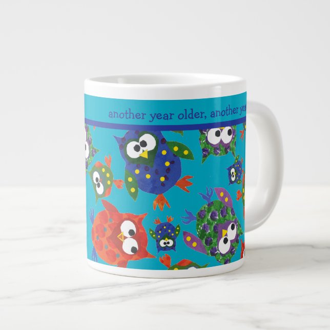 Taza De Café Gigante Personalizado Cute Owls Jumbo Café Mug (Derecha)