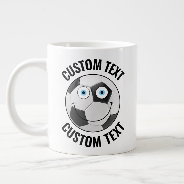 Taza De Café Gigante Personalizado de baloncesto de fútbol cara feliz y (Izquierda)