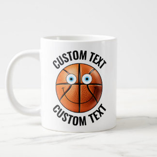 Taza De Café Gigante Personalizado de baloncesto Feliz cara y texto per