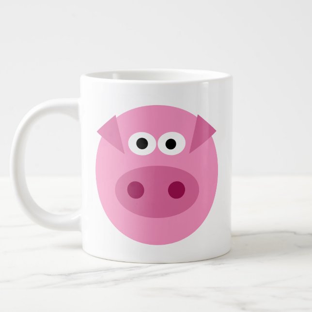 Taza De Café Gigante Personalizado de cerdo rosa grande y gordo gigante (Izquierda)