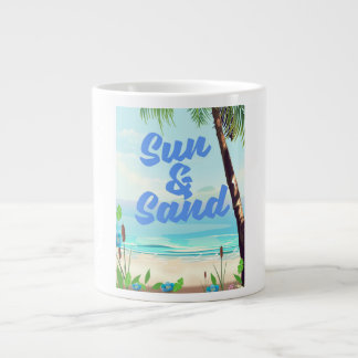 Taza De Café Gigante Personalizado de citas inspiradoras de Sun y Sand 