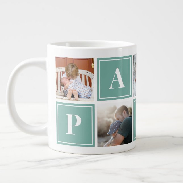 Taza De Café Gigante Personalizado de Collage de fotos Papa gigante caf (Izquierda)