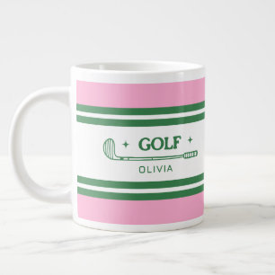 Taza De Café Gigante Personalizado de golf rosa y verde personalizado