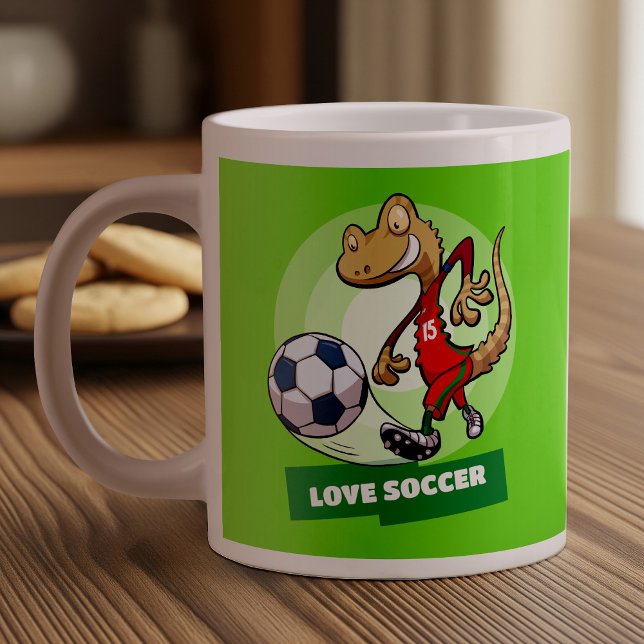 Taza De Café Gigante Personalizado de jugador de fútbol divertido Gecko (Subido por el creador)