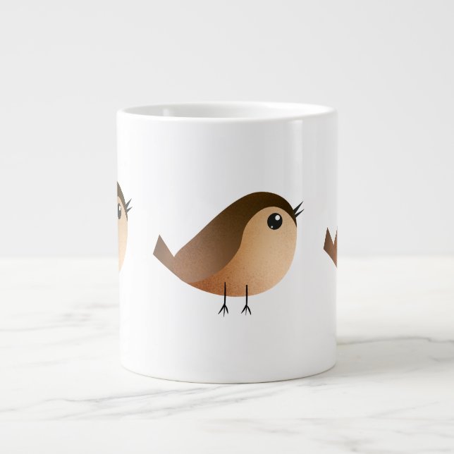 Taza De Café Gigante Personalizado de pájaro de Sparrow (Frente)