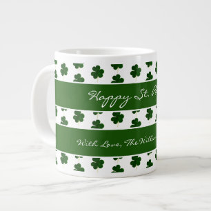 Taza De Café Gigante Personalizado del patrón de trono Shamrock - St. 