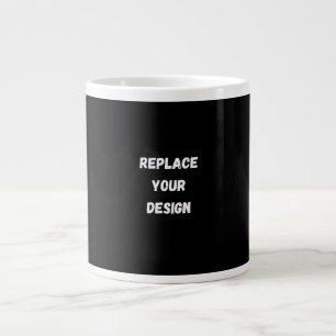 Taza De Café Gigante Personalizado Diseño negro Añadir foto o texto