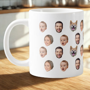 Taza De Café Gigante Personalizado Face Photo Family Mug, 4 Fotos Mug