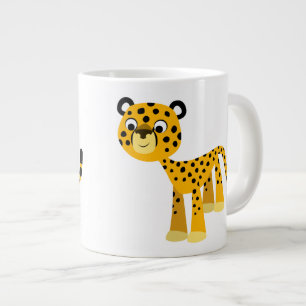 Taza De Café Gigante Personalizado feliz, Cheetah Jumbo Mug