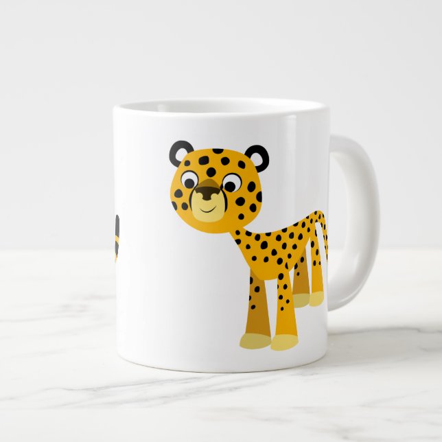 Taza De Café Gigante Personalizado feliz, Cheetah Jumbo Mug (Derecha)