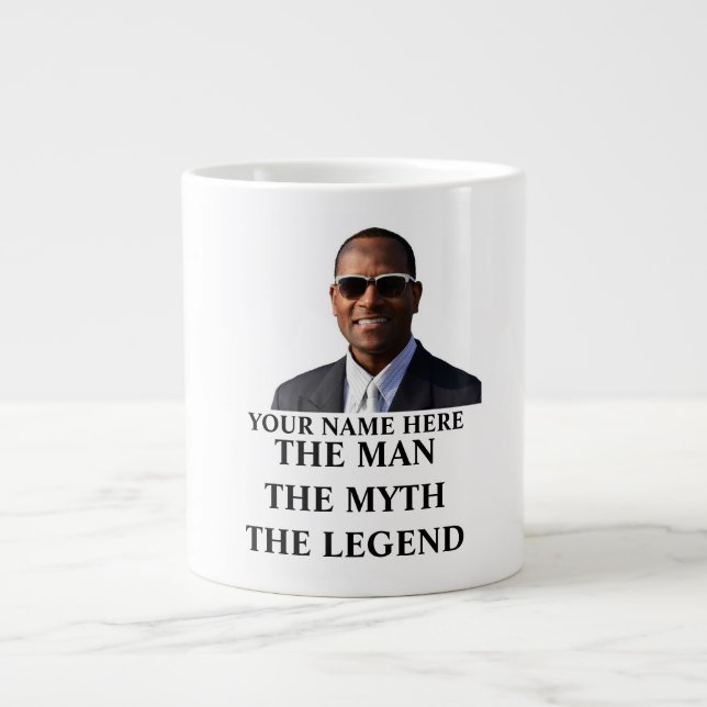 Taza De Café Gigante Personalizado foto nombre el hombre el mito la ley (Frente)