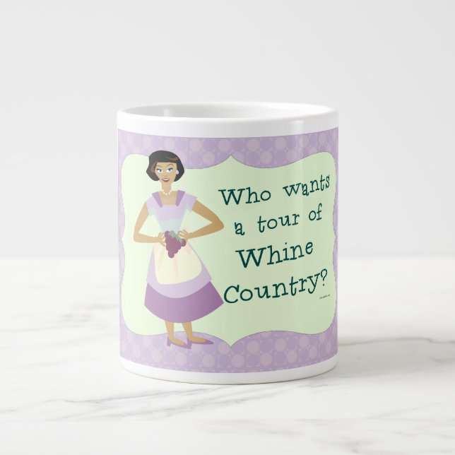 Taza De Café Gigante Personalizado Funny Housewife de Tour Whine Countr (Frente)